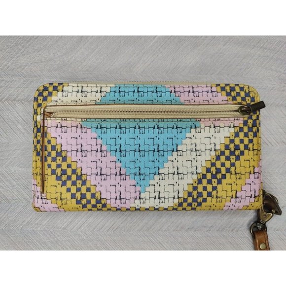 Fossil Women's Wallet Sydney Zip Around Wristlet Yellow Colorful Very Clean C11 - Picture 2 of 9